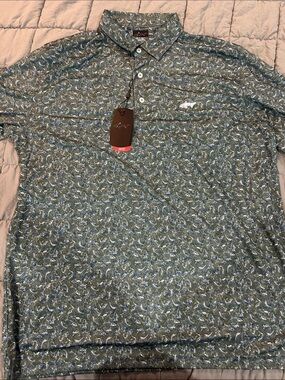 Greg Norman Green Patterned Short-Sleeve Polo Shirt